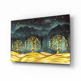 Golden Forest Glass Wall Art