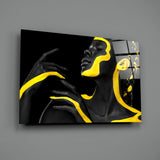 Yellow Woman Glass Wall Art