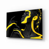 Yellow Woman Glass Wall Art