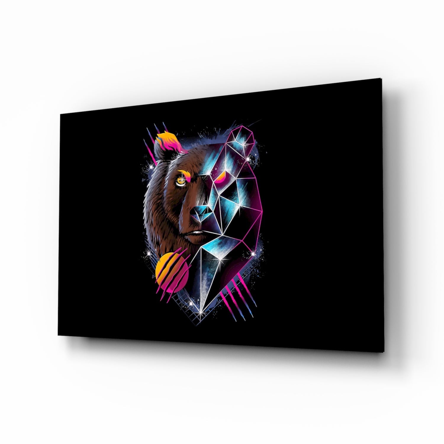 Diamond Bear Glass Wall Art