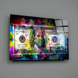 100 Dollars Glass Wall Art