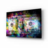 100 Dollars Glass Wall Art