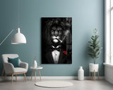 Lion as a Gentleman Glass Wall Art