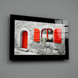 Red Entrance Glass Wall Art