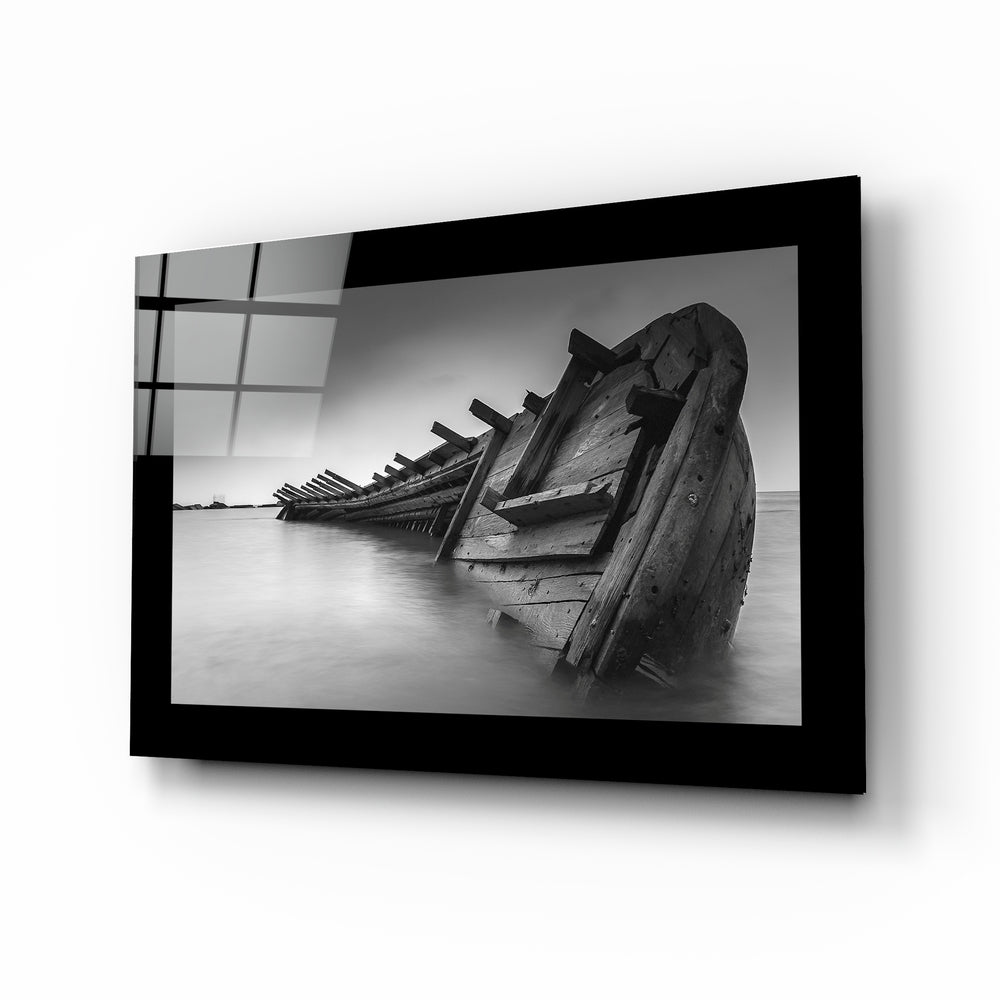 Abondened Boat Glass Wall Art