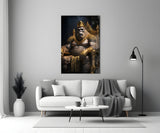 Ape King in Throne Glass Wall Art || Designer's Collection