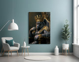 Ape King in Throne Glass Wall Art || Designer's Collection