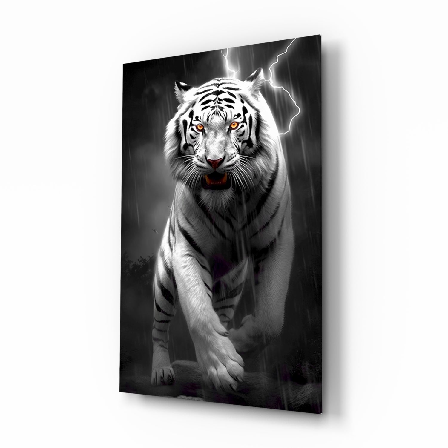 Tiger's Wrath Glass Wall Art || Designer's Collection