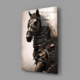 Warrior's Horse Glass Wall Art || Designer's Collection