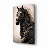 Warrior's Horse Glass Wall Art || Designer's Collection