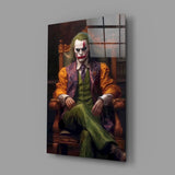 Joker in the Throne Glass Wall Art || Designer's Collection