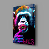 Monkey Kiss Glass Wall Art || Designer Collection