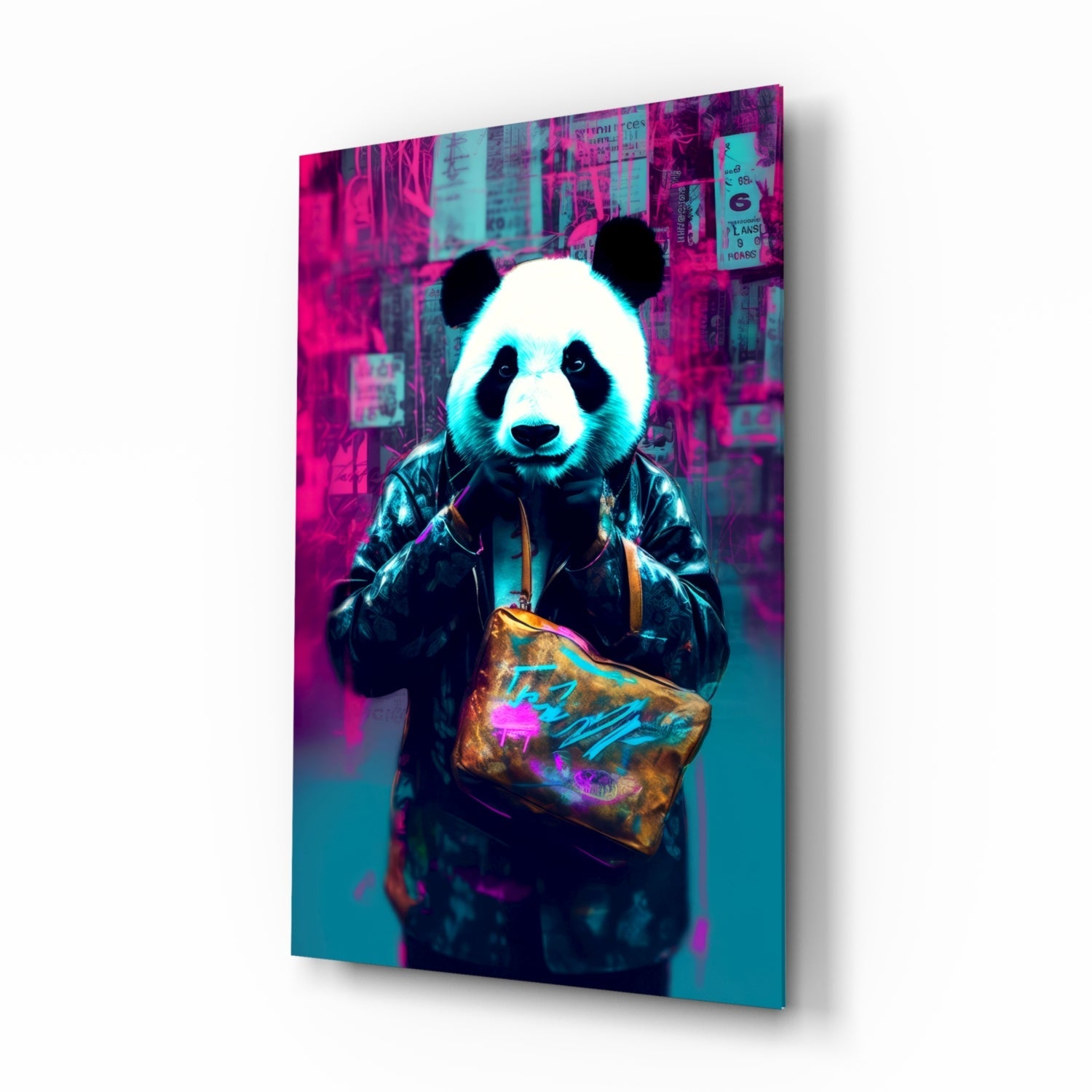 Shopper Panda Glass Wall Art || Designer Collection