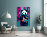 Shopper Panda Glass Wall Art || Designer Collection