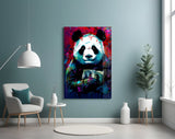 Bibliophile Panda Glass Wall Art || Designer Collection