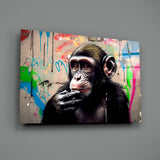 Thinking Monkey Glass Wall Art || Designer Collection