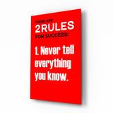 Rules of Success Glass Wall Art || Designer Collection