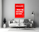 Rules of Success Glass Wall Art || Designer Collection