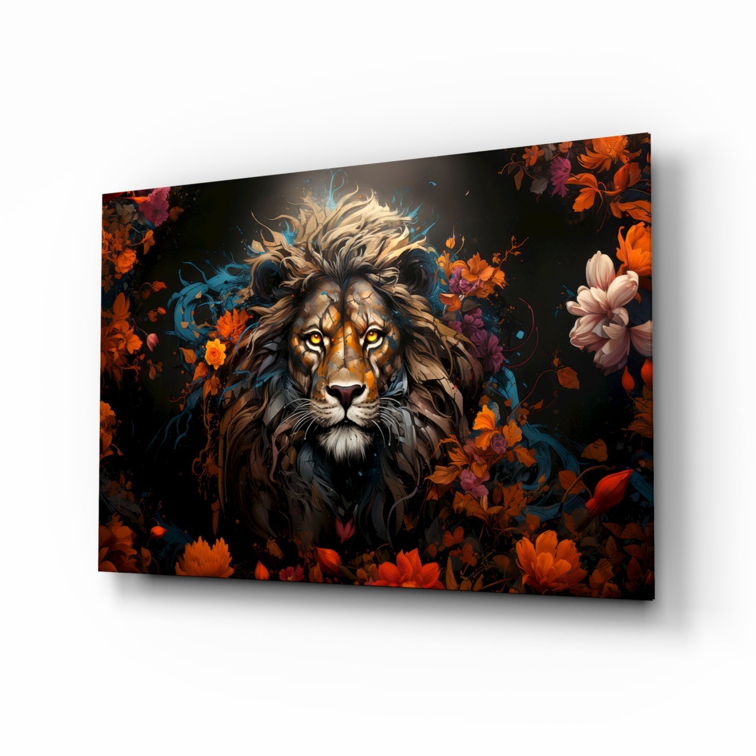 Lion Glass Wall Art || Designer Collection