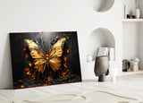 Golden Butterfly Glass Wall Art || Designer Collection