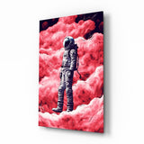 Astronaut on a Pinky Planet Glass Wall Art || Designer Collection