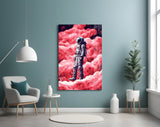 Astronaut on a Pinky Planet Glass Wall Art || Designer Collection