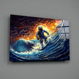 Surfing in Space Glass Wall Art || Designer Collection