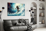 Surfing Glass Wall Art || Designer Collection