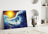 Waves Glass Wall Art || Designer Collection