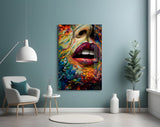 Lips and Flowers Glass Wall Art|| Designer's Collection