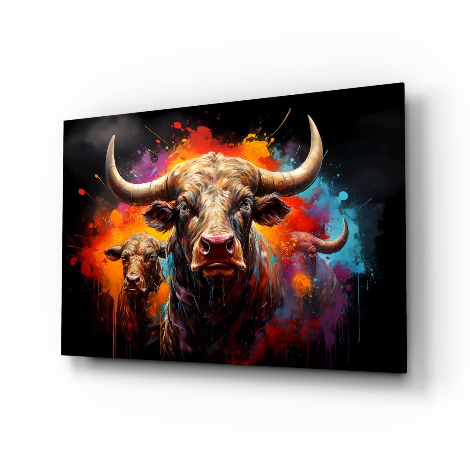 Bull Glass Wall Art|| Designer's Collection