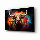 Bull Glass Wall Art|| Designer's Collection