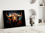 Bull Glass Wall Art|| Designer's Collection