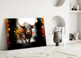 Bull Glass Wall Art|| Designer's Collection