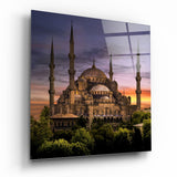 Blue Mosque Glass Wall Art