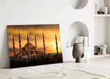 Blue Mosque Glass Wall Art