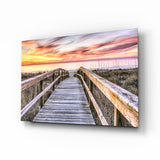 Sunset on the Dock Glass Wall Art