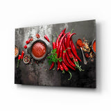 Red Peppers Glass Wall Art