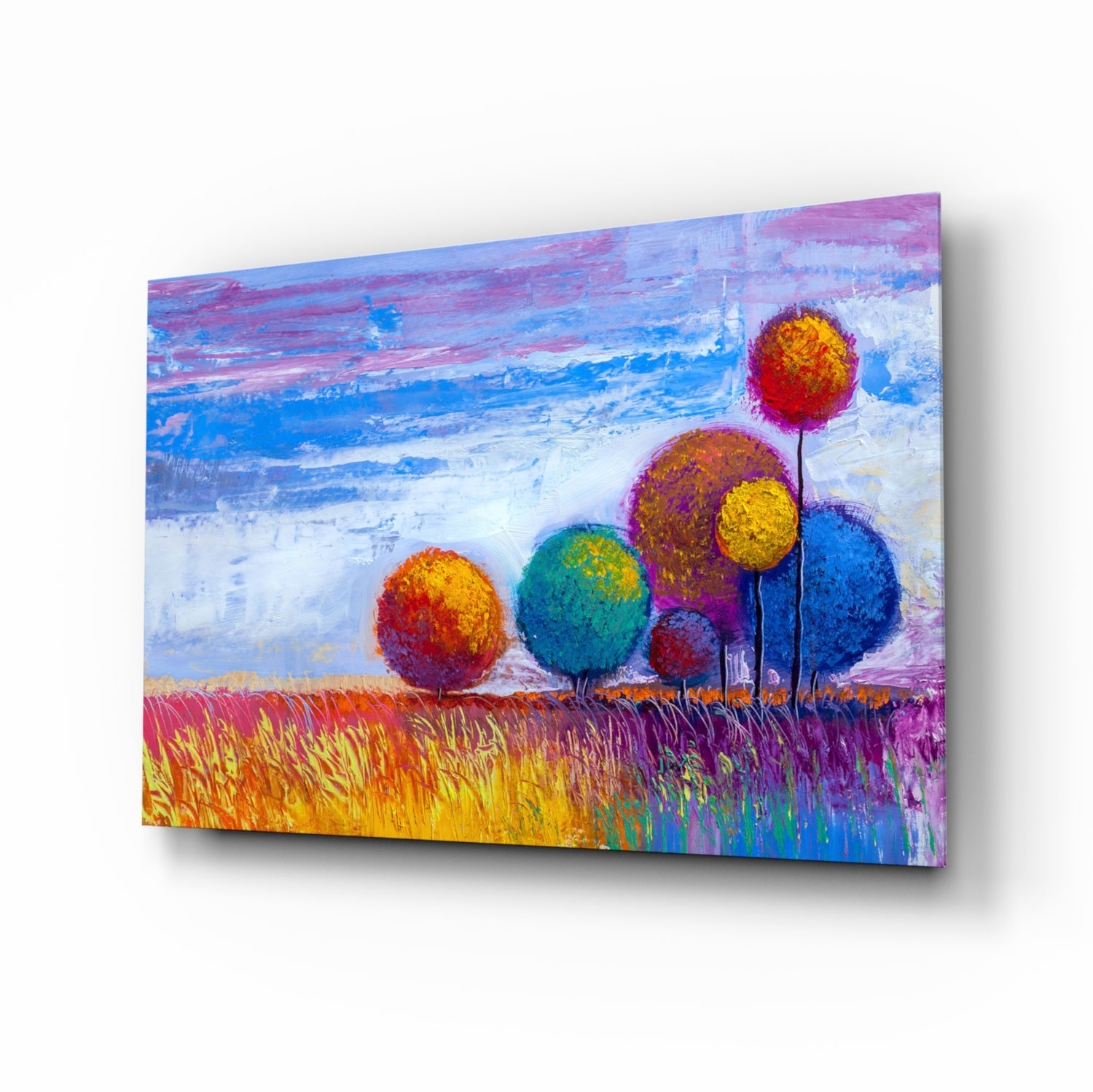 Colorful Trees Glass Wall Art