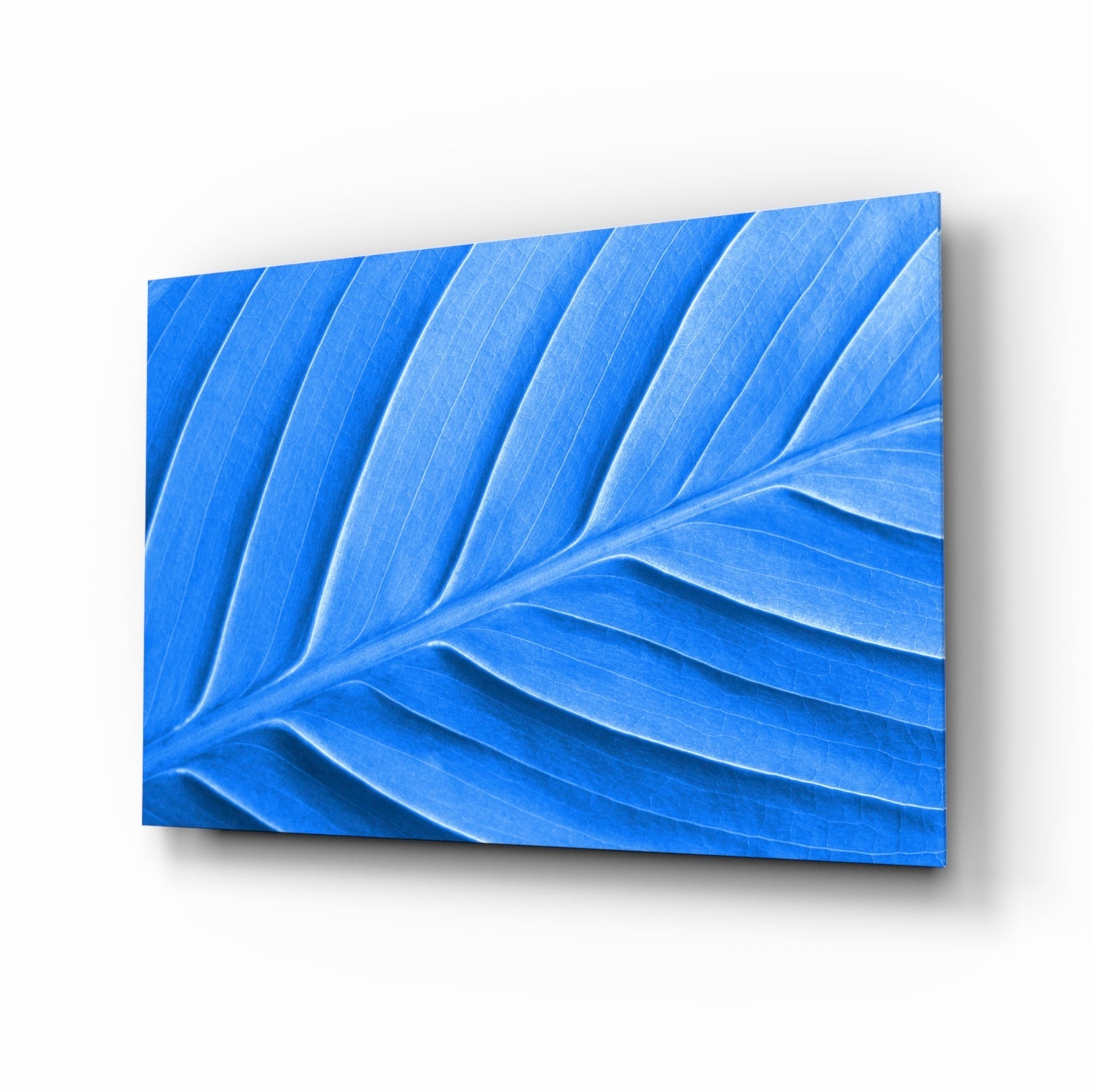 Blue Leaf Glass Wall Art