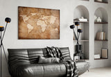 World Map Glass Wall Art