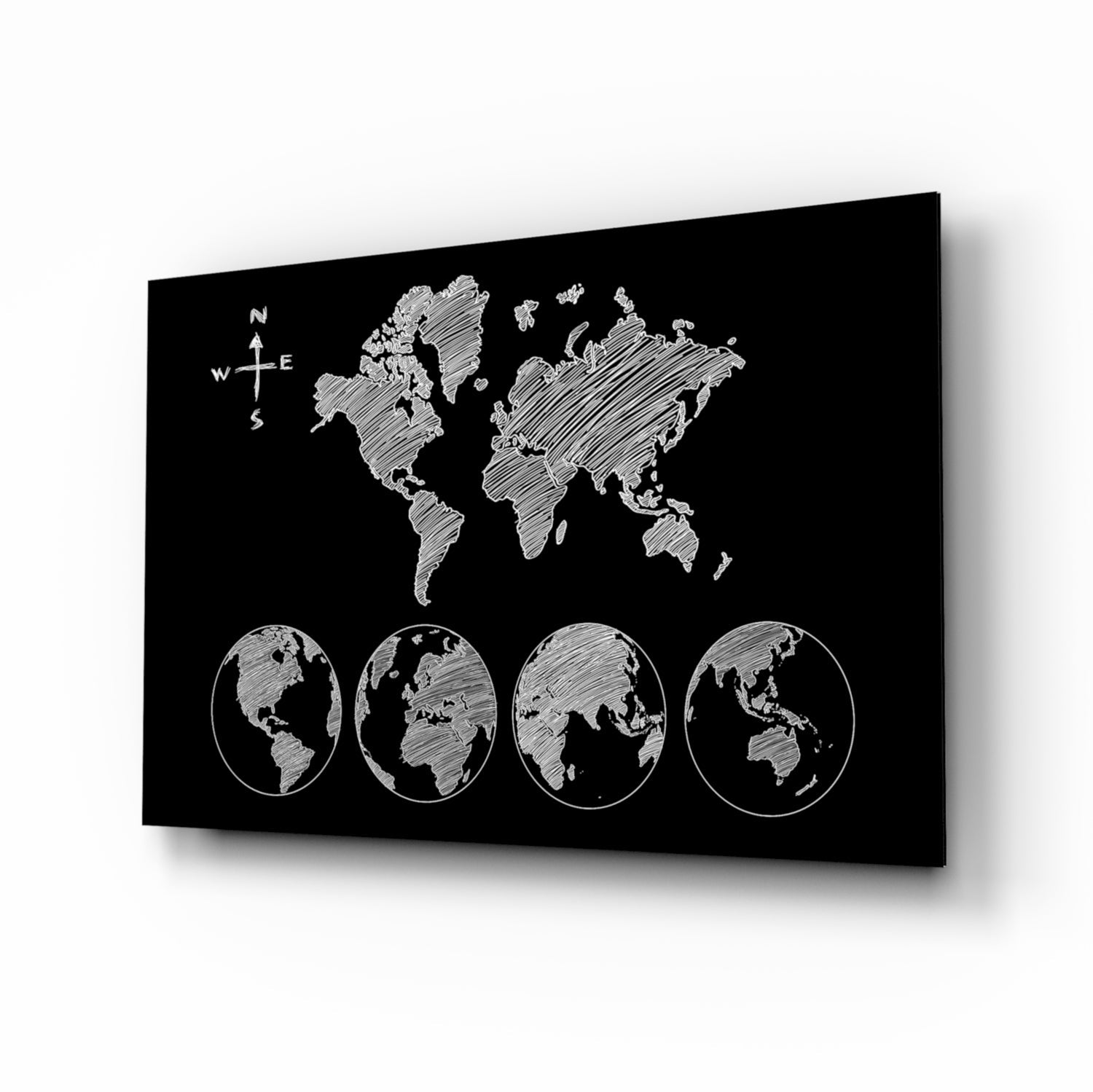 Continents Glass Wall Art