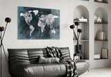 World Map Glass Wall Art