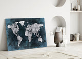 World Map Glass Wall Art