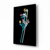 Abstract Colorful Flowers Glass Wall Art