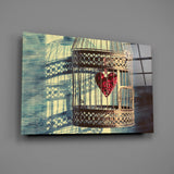 Caged Heart Glass Wall Art