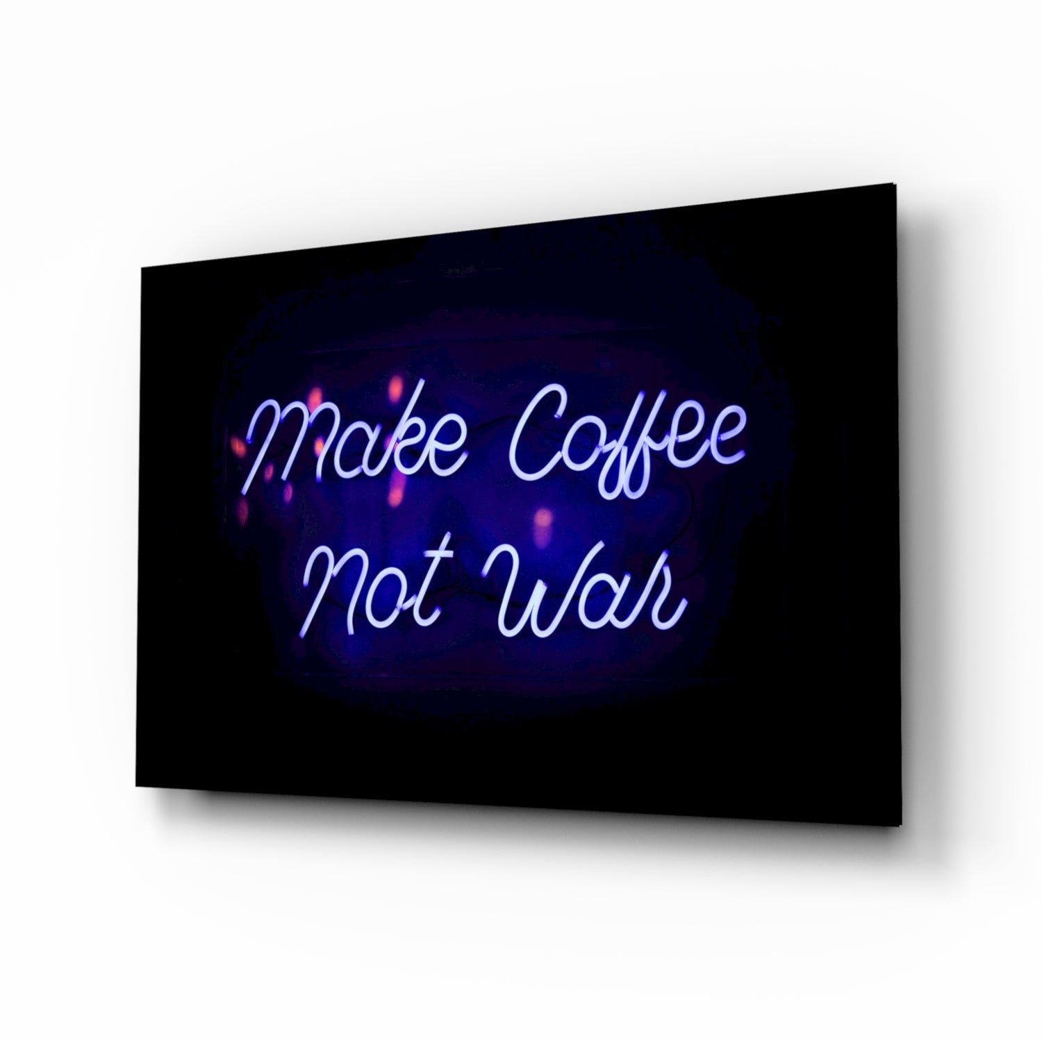 “Make Coffee not War” Glass Wall Art