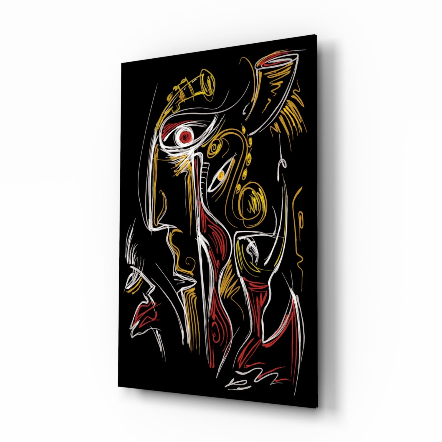 Abstract Faces Glass Wall Art