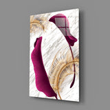 Burgundy Leaves Glass Wall Art