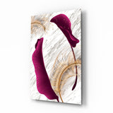 Burgundy Leaves Glass Wall Art